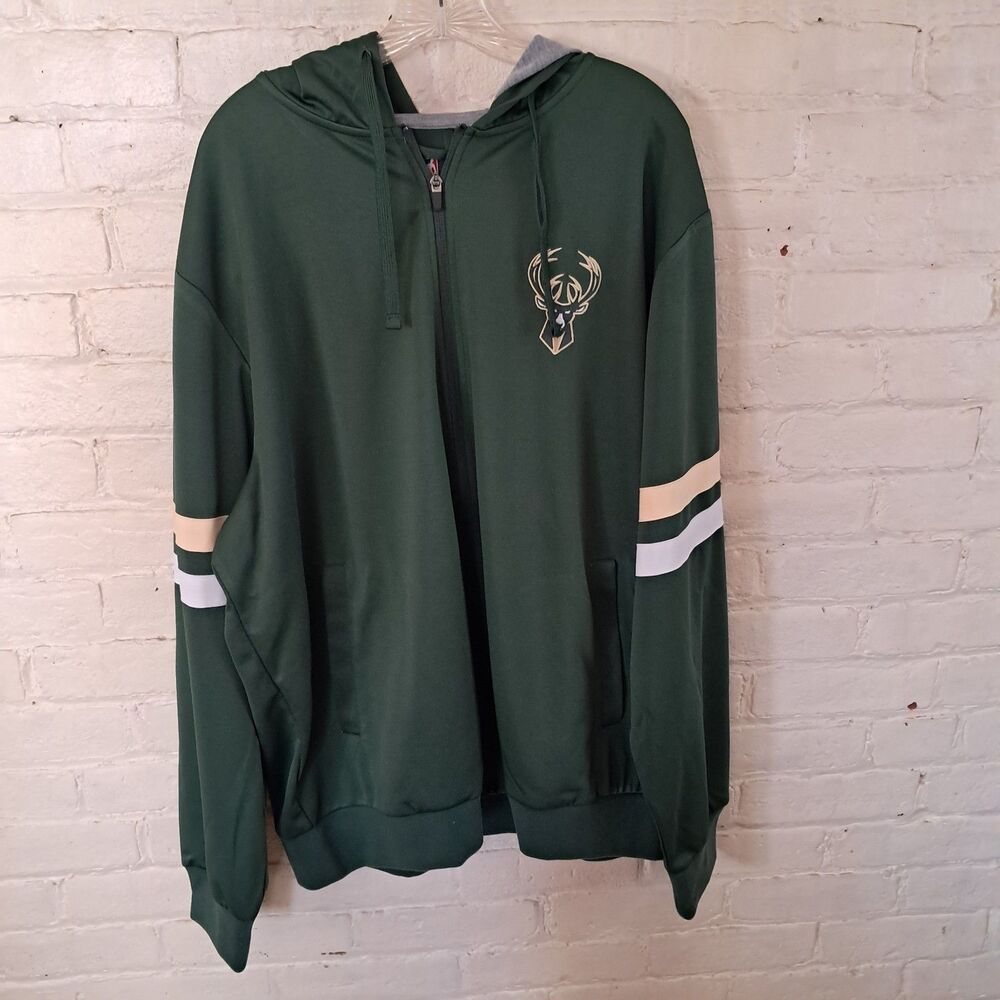 Mens G-III Sports Carl Banks Hunter Green Milwaukee Bucks Contender Full-Zip XXL